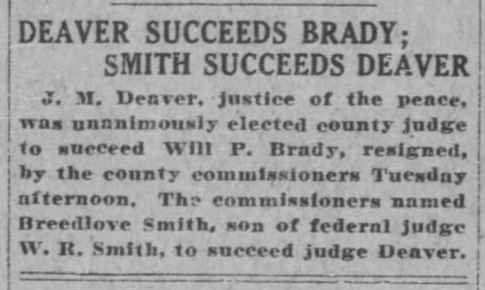 Deaver Succeeds Brady; Smith Succeeds Deaver - 