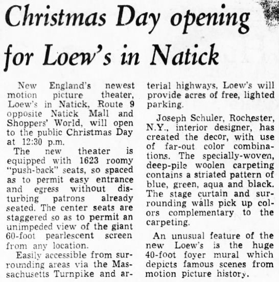 Loew's Natick theatre opening - 
