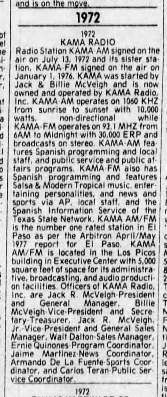 1972 - KAMA Radio - 