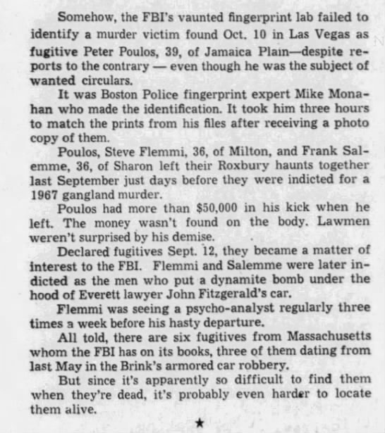 Poulos Murder (2 Feb 1970) - 