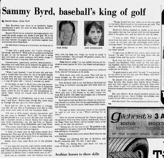Sammy Byrd, baseball's king of golf - 