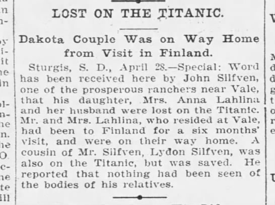Anna Silfven lost on Titantic - 