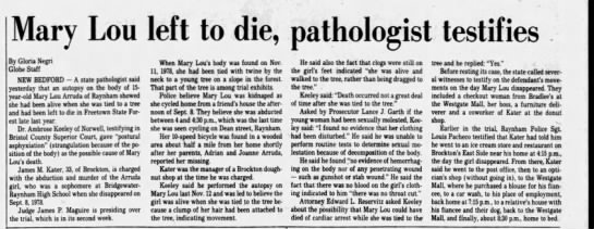 Mary lou left to die pathologist testifies - 