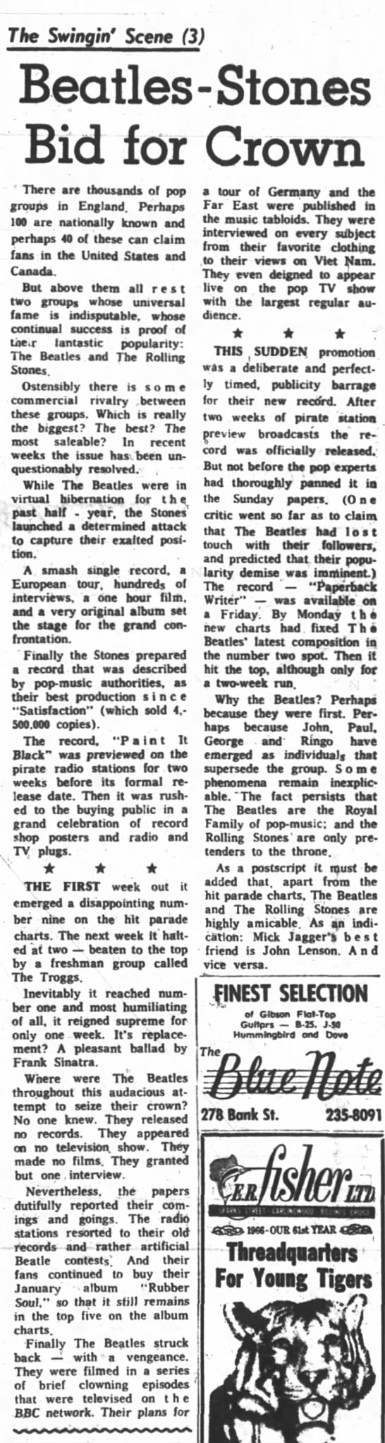 Ottawa Journal - August 6 1966 - page 48 - Beatles Stones bid for Crown - 
