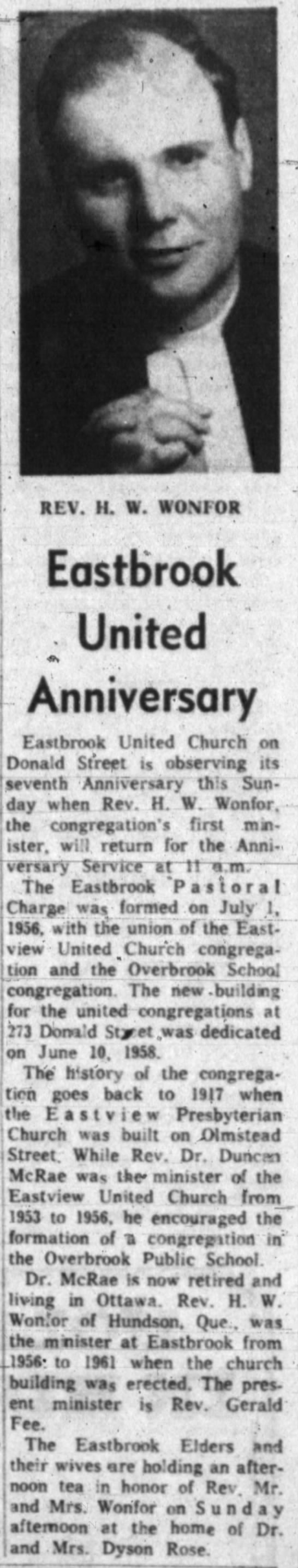 Eastbrook United Church history - 
