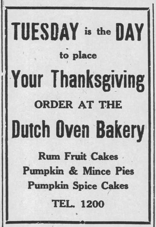 1934 ad mentioning "pumpkin spice" cakes - 