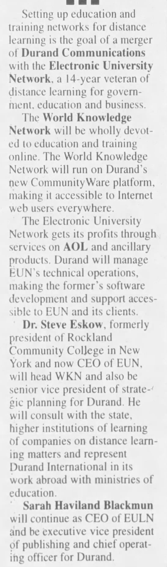Electronic University Network merger - 