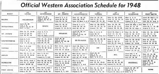 1948 Western Association schedule - 