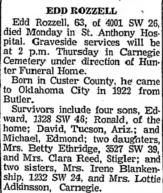 Obituary for EDD ROZZELL (Aged 63) - Newspapers.com