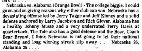 1972 Orange Bowl prediction, Naugatuck - 