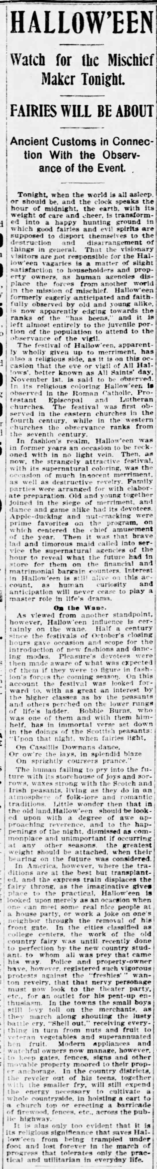 Halloween and "Shell out!" (1899). - 