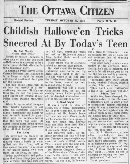 "Halloween apples!" (1956). - 