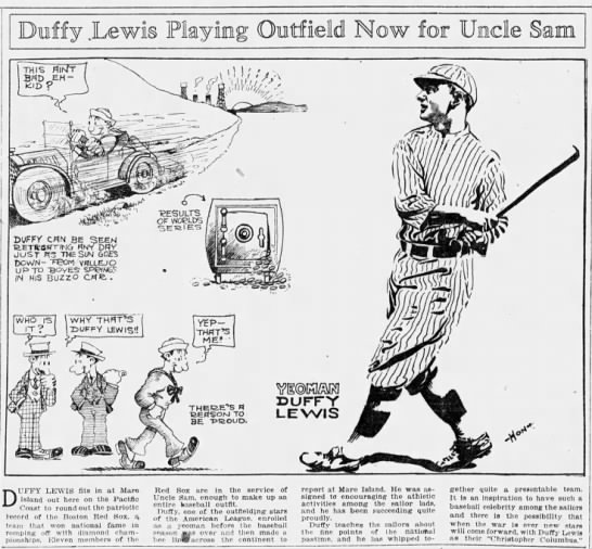 Duffy Lewis Playing Outfield Now for Uncle Sam - 