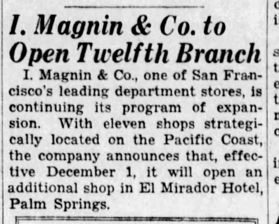 I Magnin Palm Springs I, 1933-1942 - 