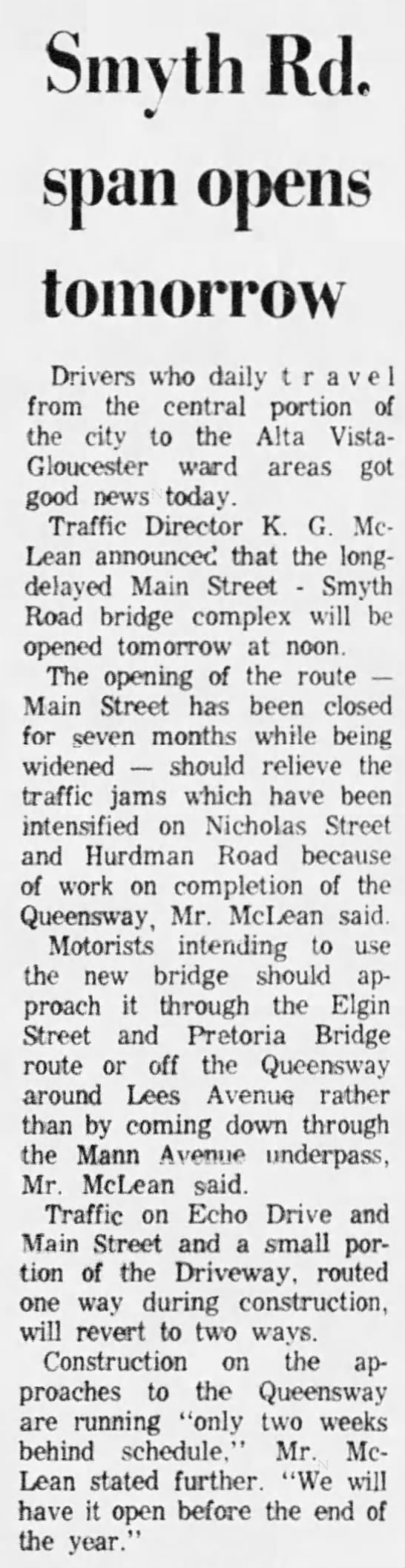 Smyth Road bridge opens - 