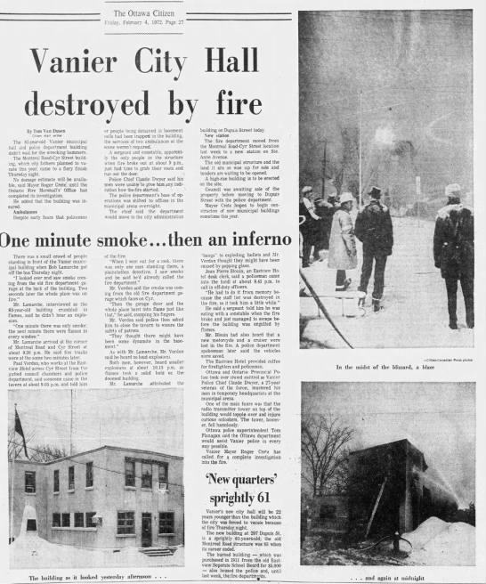 Vanier City Hall fire - 