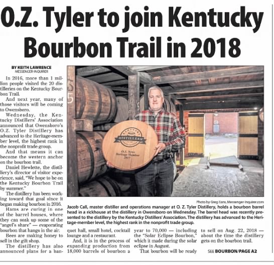 Distillery in Owensboro to join Kentucky Bourbon Trail - 