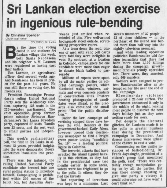 Spencer, Christina. The Ottawa Citizen (Ottawa, Ontario, Canada) 19 February 1989, p 47 - 