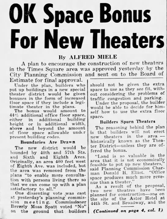 OK Space Bonus For New Theaters/Alfred Miele - 