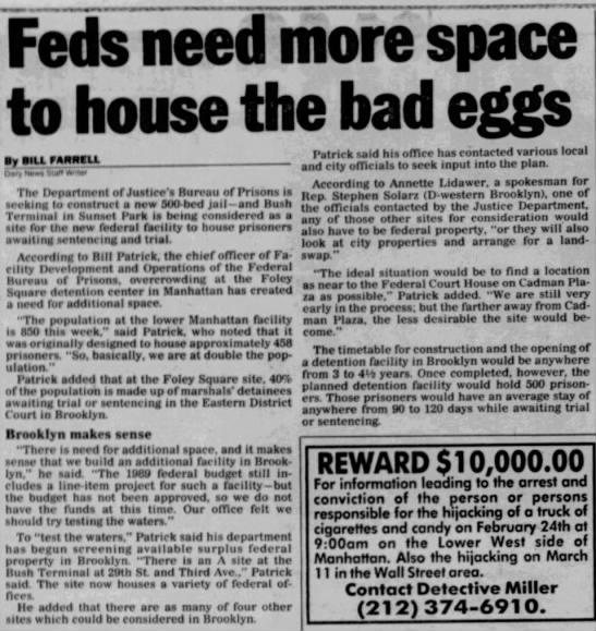 Feds need more space to house the bad eggs - 