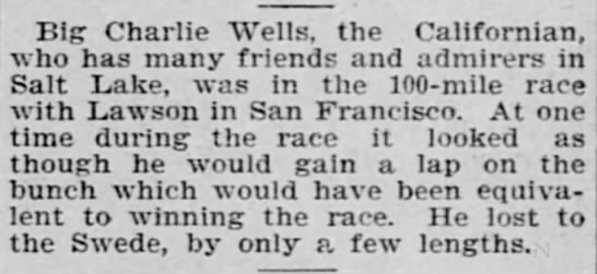 Big Charlie Wells, John Lawson, 100-mile race - 