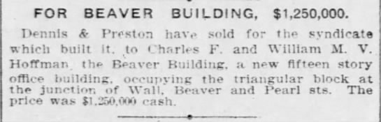 For Beaver Building $1,250,000 - 