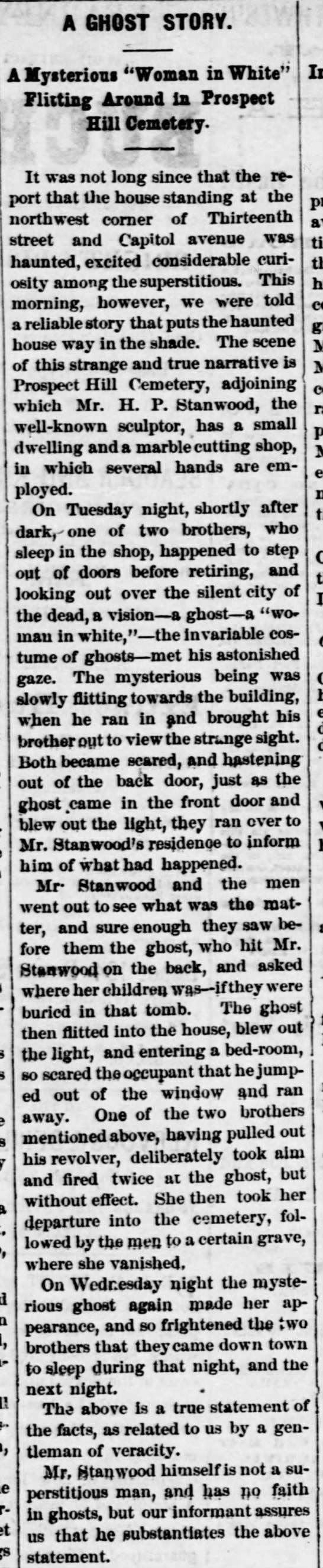 Mr. Stanwood and the "Woman in White" ghost story (1874) - 