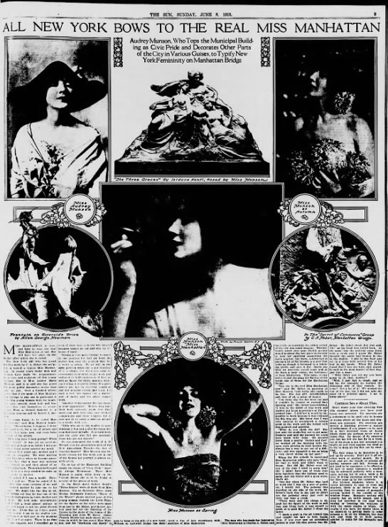 Audrey Munson is "Miss Manhattan," published on her 22nd birthday on June 8, 1913. - 