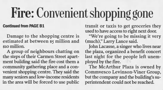McArthur Shopping Plaza fire - 