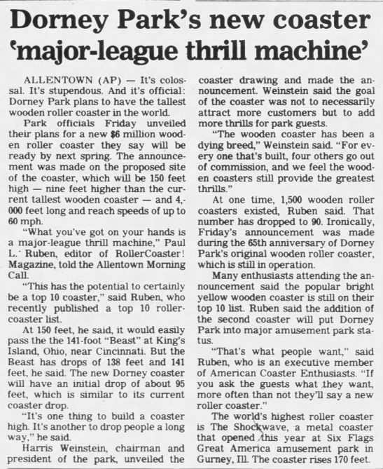 Dorney Park's new coaster 'major-league thrill machine' - 