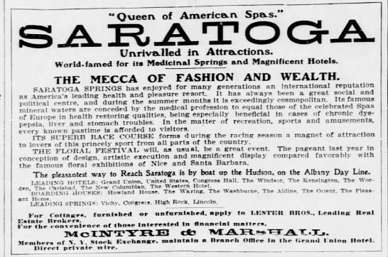 Queen of American Spas--Saratoga (1902). - 
