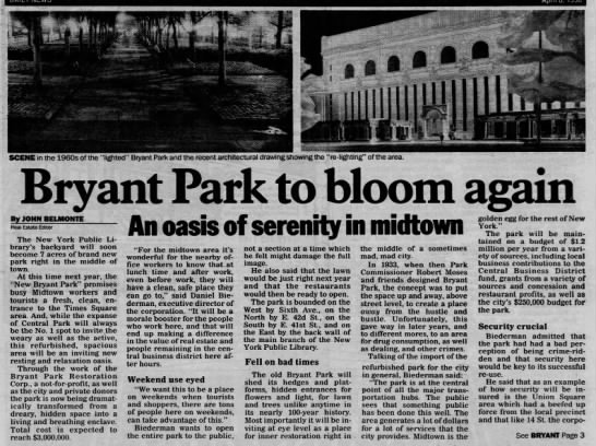 Bryant Park to bloom again - 