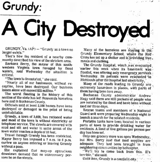1977 flood of Grundy, VA - 
