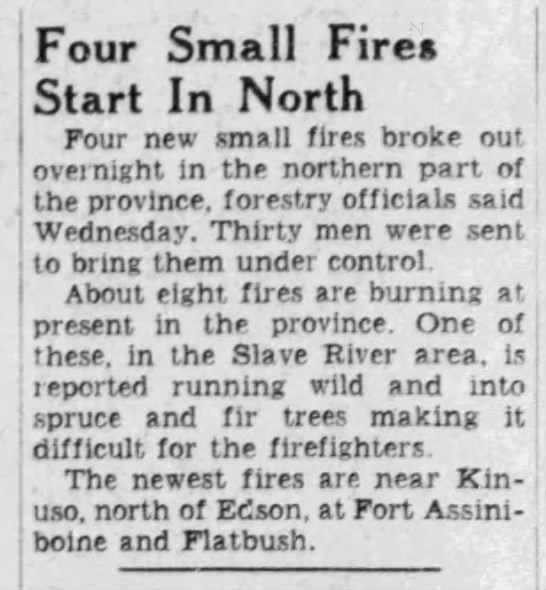 Fires burning in Alberta during the summer of 1950 - 