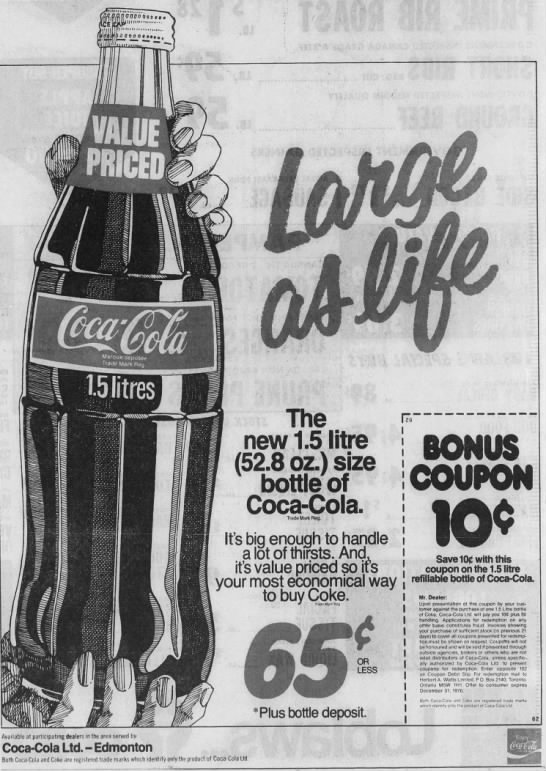 1.5 litre Coke ad, circa 1976 - 