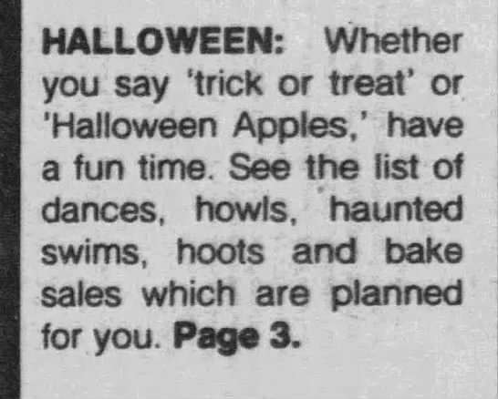 "Halloween apples!" (1987). - 