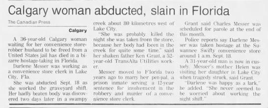 Calgary Woman Abducted - Edmonton Journal Sept 30 1989 - 