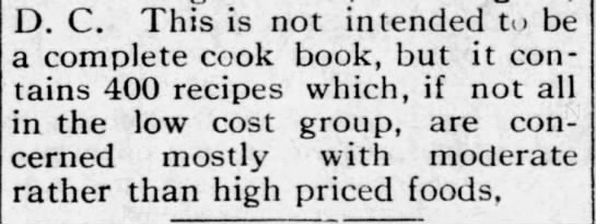 Aunt Sammy's recipes "are concerned mostly with moderate [...] priced foods" - 
