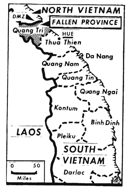 200A . May 1, 1972 . MAP of battle areas of Quang Tri and Hue - 