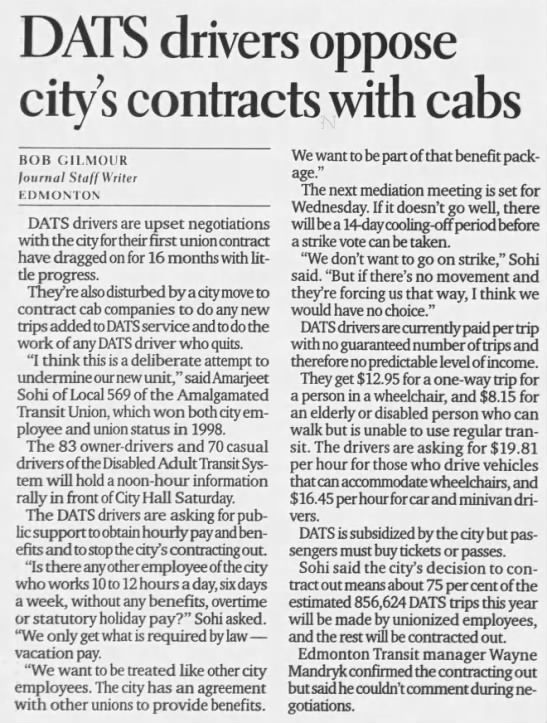 DATS drivers oppose city's contracts with cabs - 