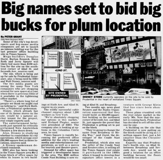 Big names set to bid big bucks for plum location/Peter Grant - 