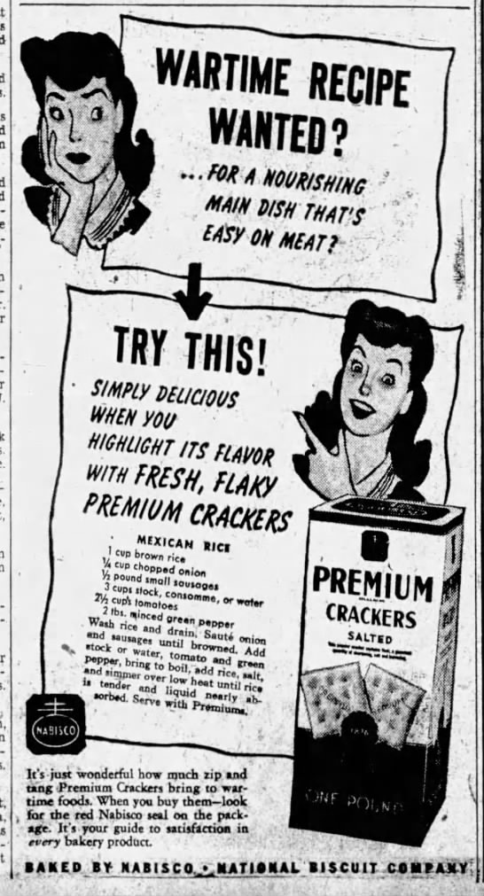 Wartime recipe ad (1943) - 