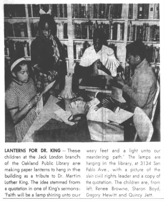 Jack London Branch Libary - making lanterns for MLK - 