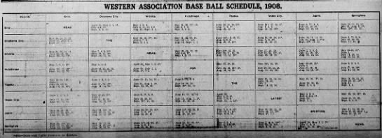 1908 Western Association schedule - 