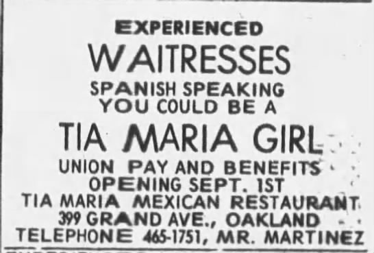 Experienced Waitresses - 