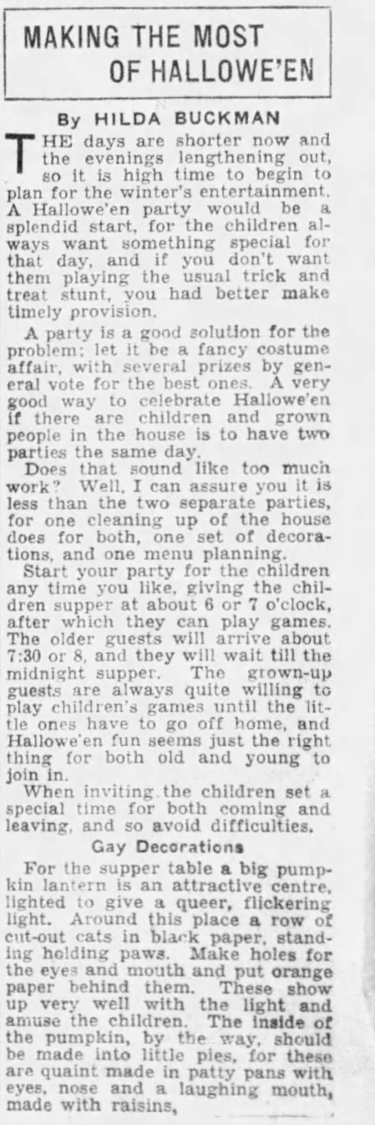 "Trick and treat" for Halloween (1931). - 