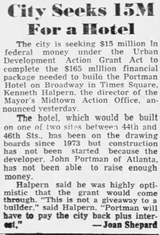 City Seeks 15M for a Hotel/Joan Shepard - 