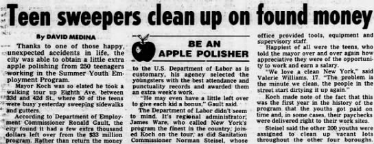 I Love a Clean New York -- Be an Apple Polisher (1979). - 