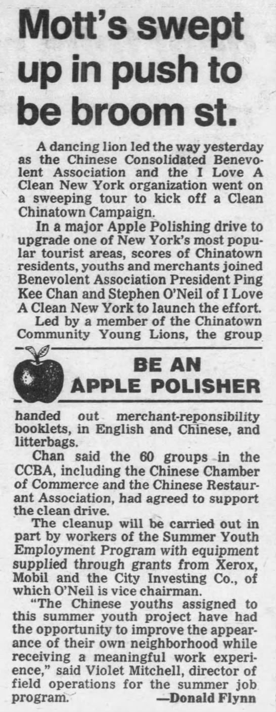 I Love a Clean New York -- Be an Apple Polisher (1980). - 