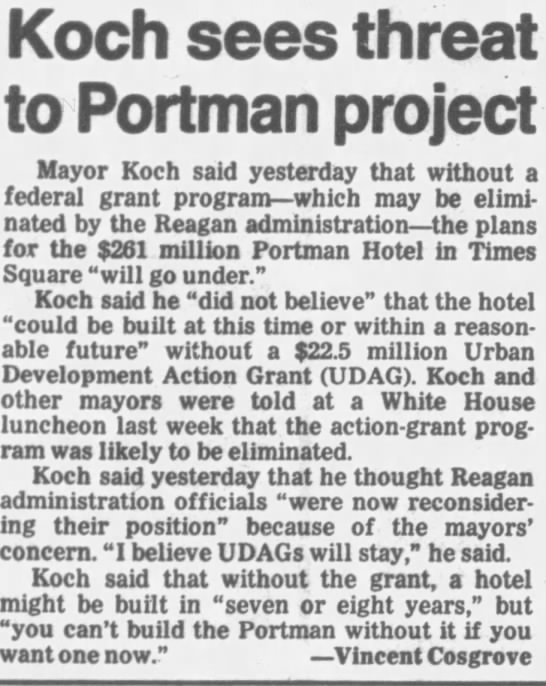 Koch sees threat to Portman project/Vincent Cosgrove - 
